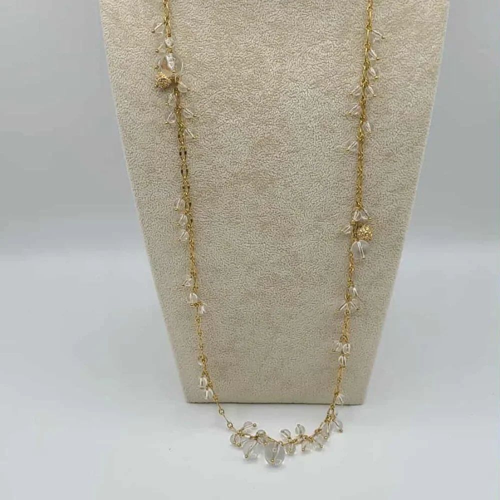J Crew Factory Long Crystal Dangling Chain Necklace